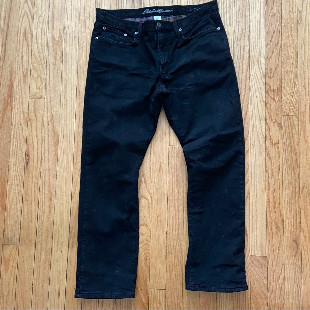 Eddie Bauer flannel lined black jeans
